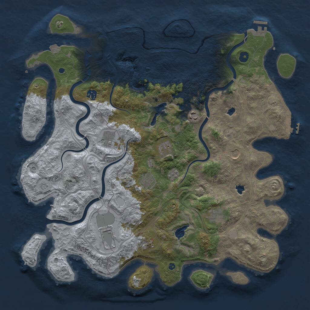 Rust Map: Procedural Map, Size: 4500, Seed: 1565231277, 16 Monuments