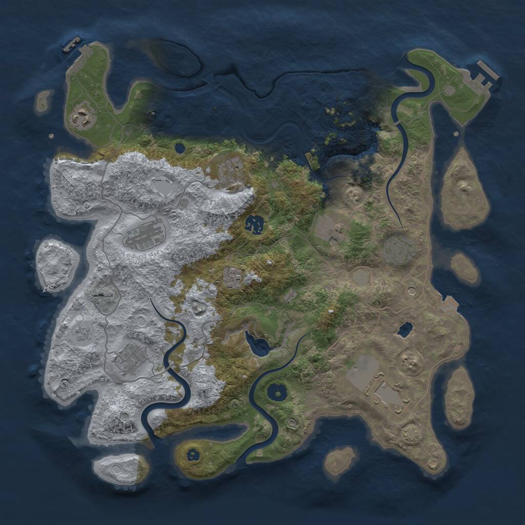 Rust Map: Procedural Map, Size: 4050, Seed: 1530499475, 15 Monuments