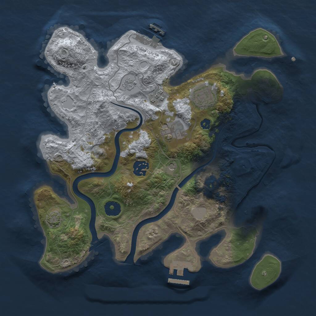 Rust Map: Procedural Map, Size: 3000, Seed: 898069094, 10 Monuments