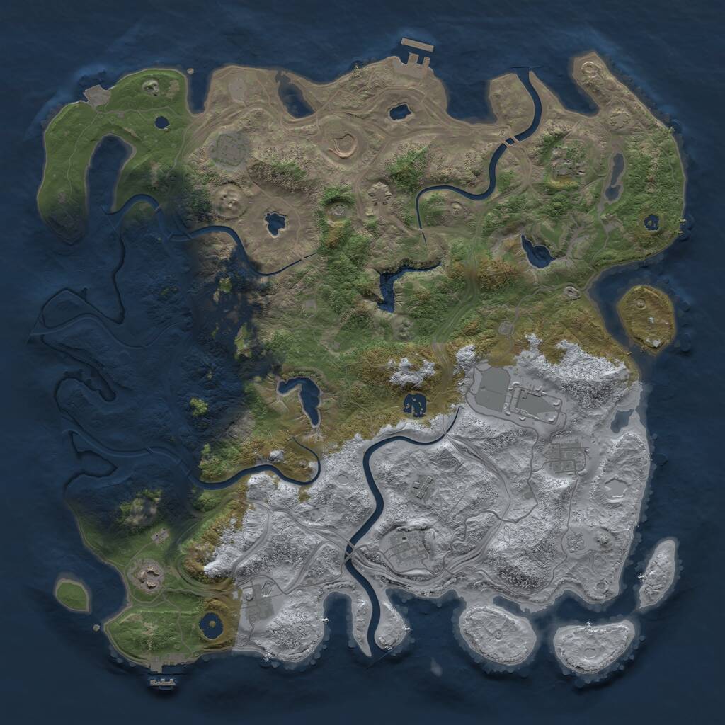 Rust Map: Procedural Map, Size: 4500, Seed: 30622916, 17 Monuments