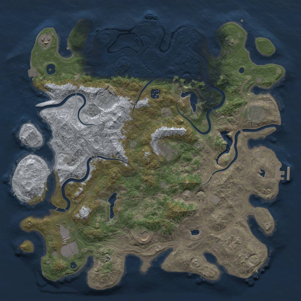 Rust Map: Procedural Map, Size: 4500, Seed: 1015067743, 14 Monuments