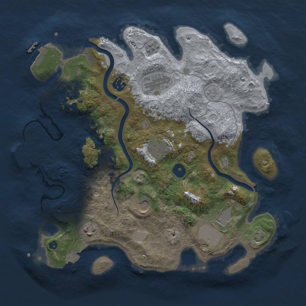 Rust Map: Procedural Map, Size: 3500, Seed: 104262005, 13 Monuments