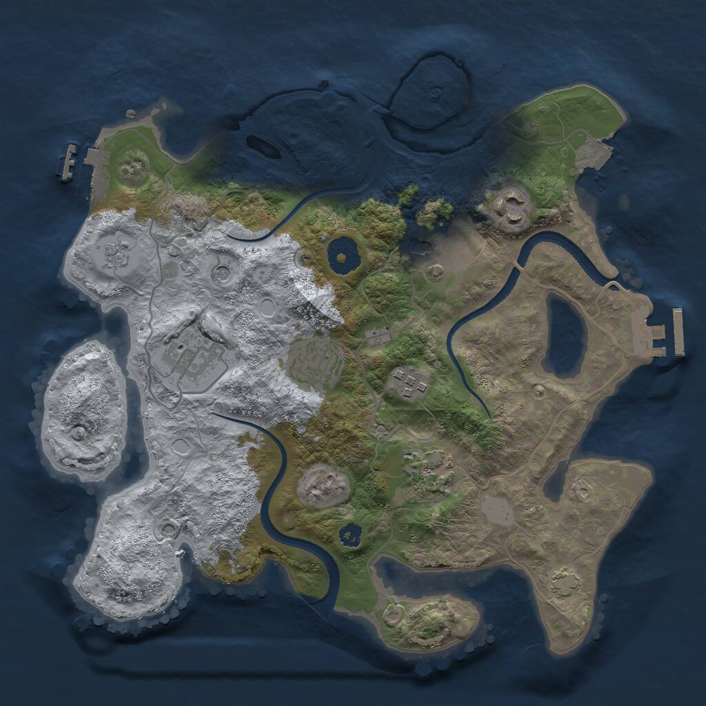 Rust Map: Procedural Map, Size: 3000, Seed: 1219779925, 12 Monuments