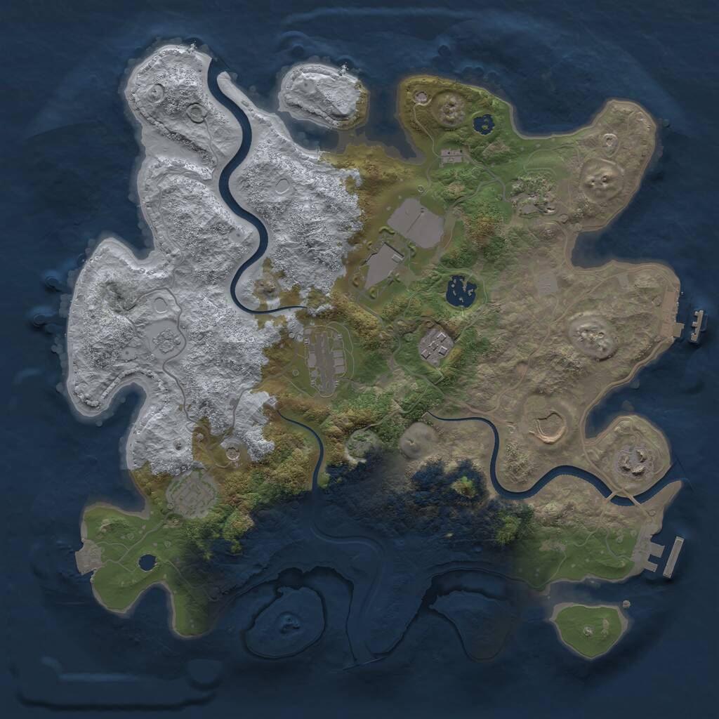 Rust Map: Procedural Map, Size: 3500, Seed: 777999333, 14 Monuments