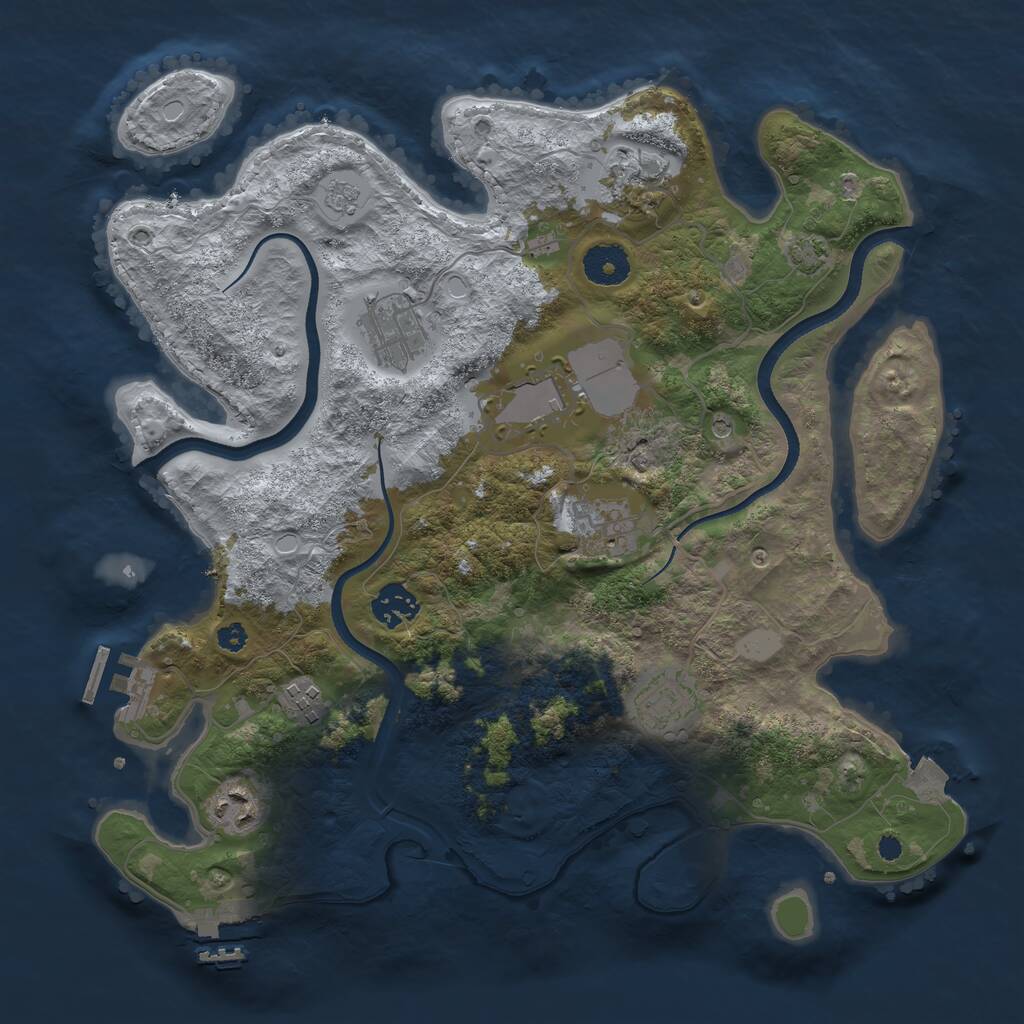 Rust Map: Procedural Map, Size: 3500, Seed: 31940, 14 Monuments