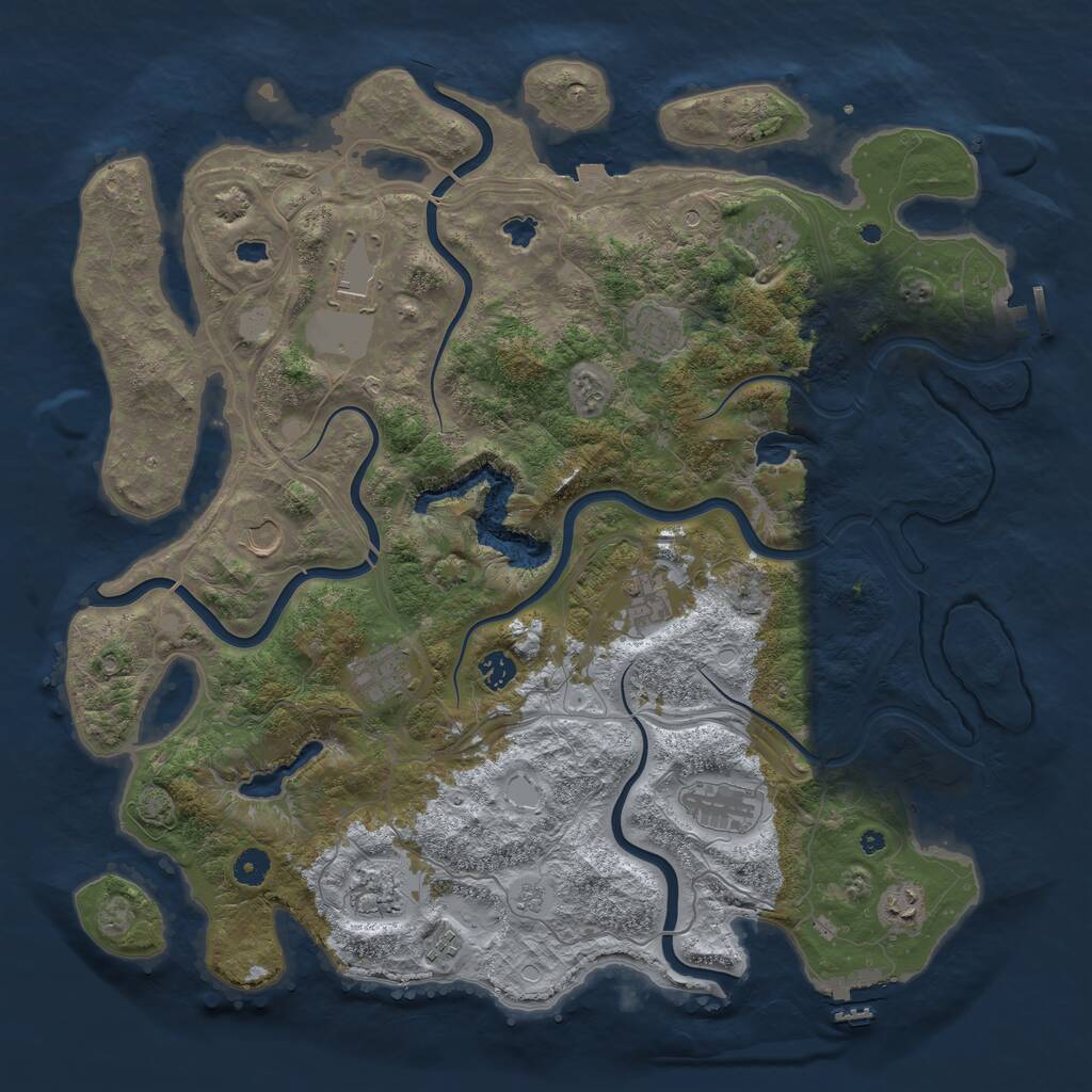 Rust Map: Procedural Map, Size: 4500, Seed: 1933284925, 17 Monuments