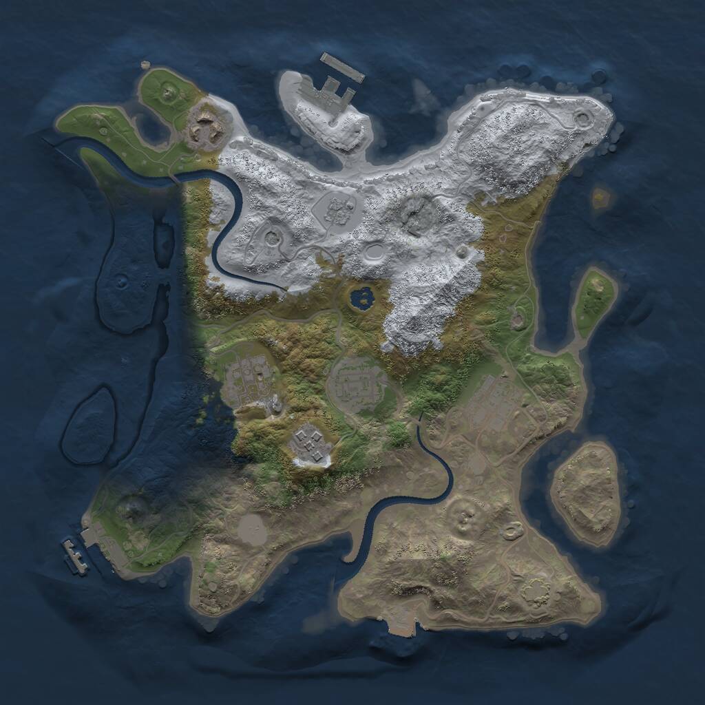 Rust Map: Procedural Map, Size: 3000, Seed: 4124, 11 Monuments
