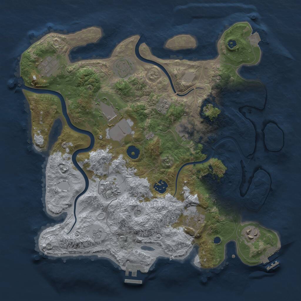 Rust Map: Procedural Map, Size: 3500, Seed: 2136871095, 15 Monuments