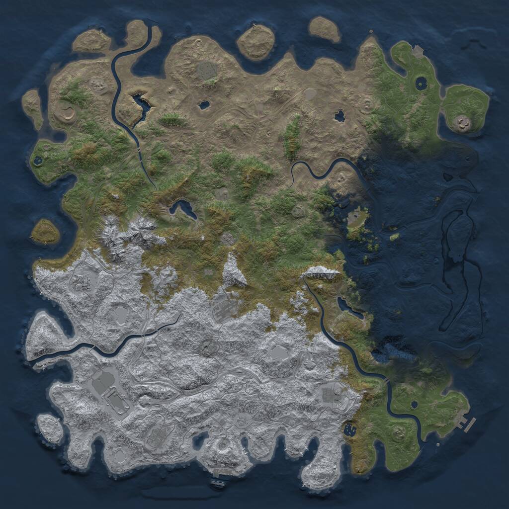 Rust Map: Procedural Map, Size: 6000, Seed: 971938811, 17 Monuments
