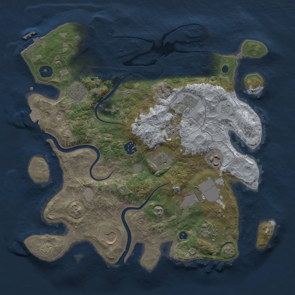Rust Map: Procedural Map, Size: 3500, Seed: 1625053230, 15 Monuments