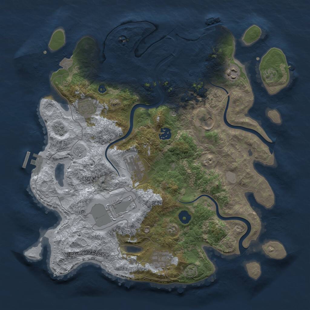 Rust Map: Procedural Map, Size: 3700, Seed: 1158317782, 14 Monuments