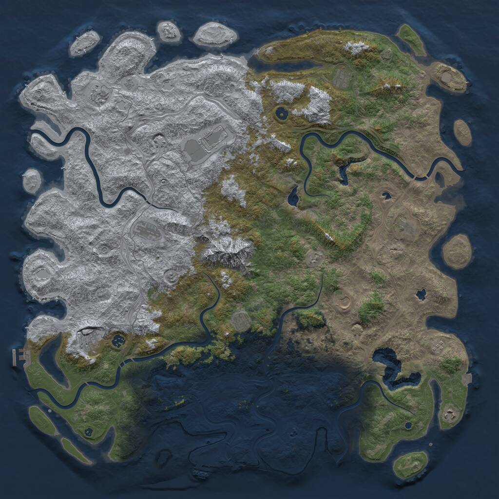 Rust Map: Procedural Map, Size: 6000, Seed: 545322, 17 Monuments