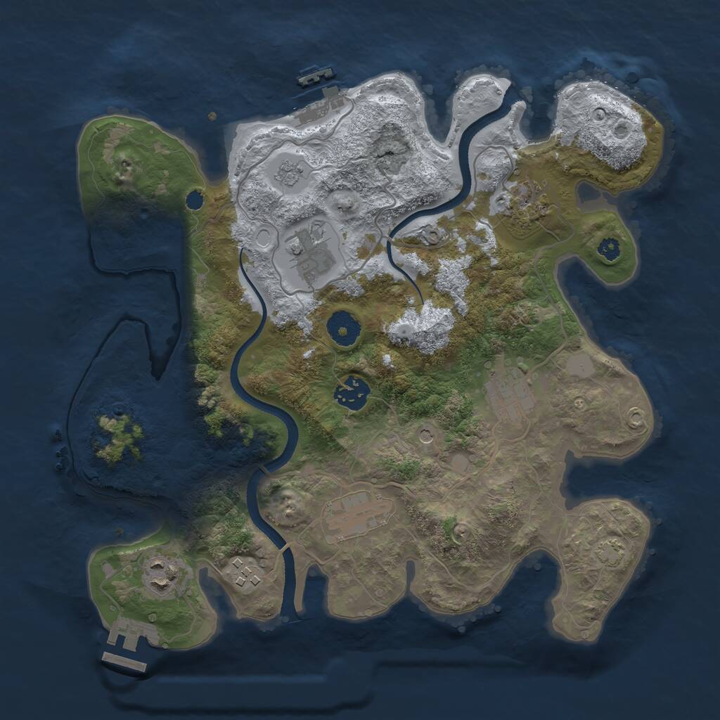 Rust Map: Procedural Map, Size: 3250, Seed: 1077218371, 13 Monuments