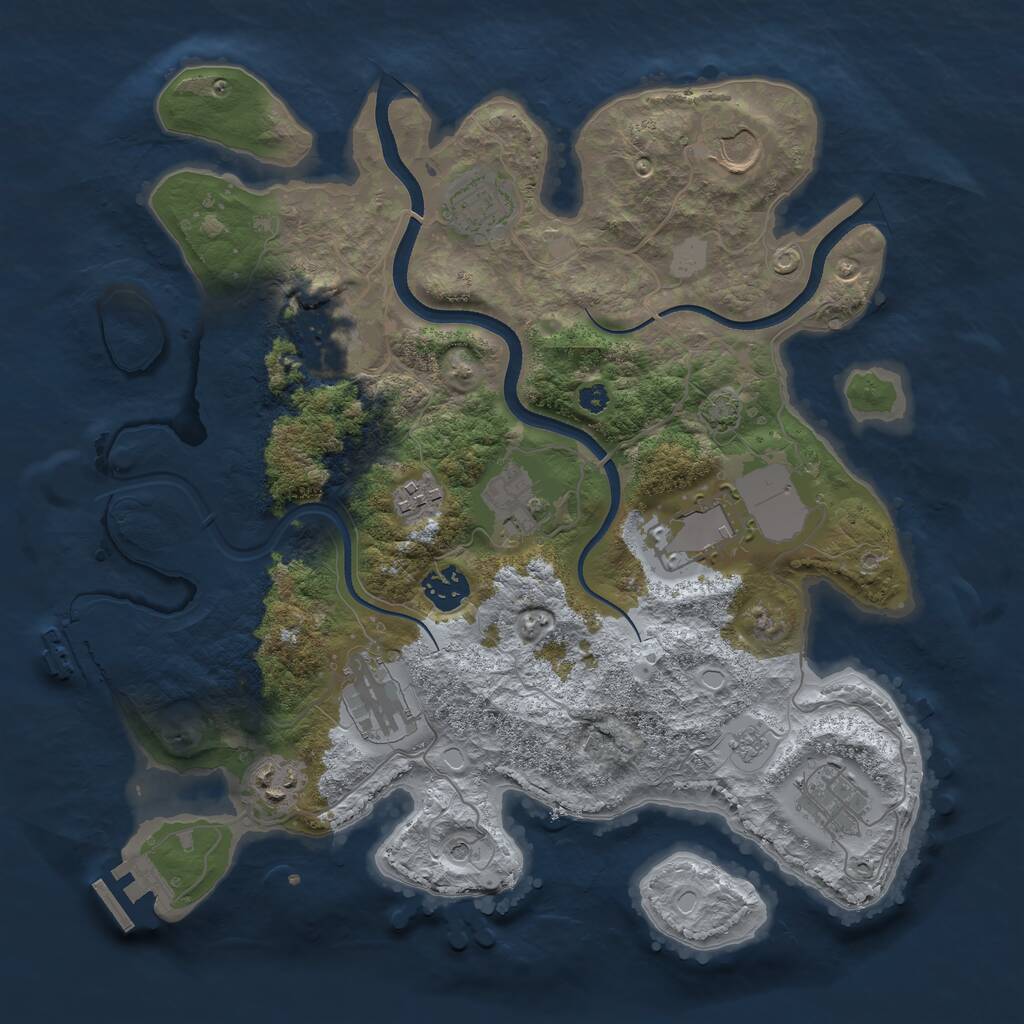 Rust Map: Procedural Map, Size: 3500, Seed: 1062869171, 16 Monuments