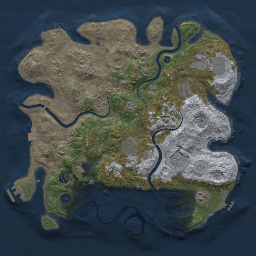 Rust Map: Procedural Map, Size: 3750, Seed: 1775923853, 16 Monuments