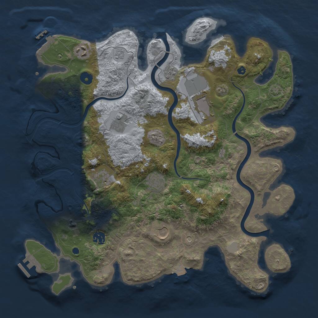 Rust Map: Procedural Map, Size: 3800, Seed: 1839210930, 14 Monuments