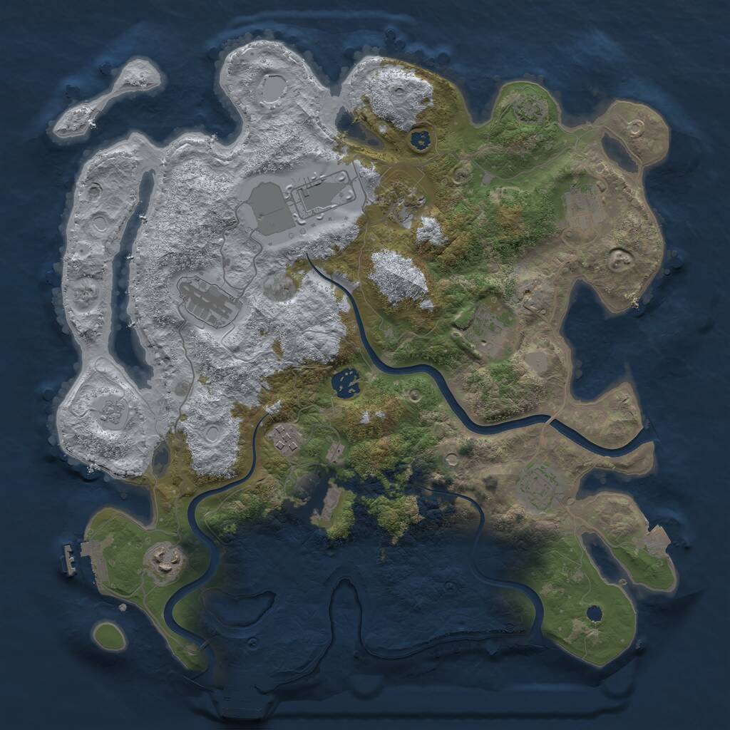 Rust Map: Procedural Map, Size: 3750, Seed: 1121877353, 16 Monuments