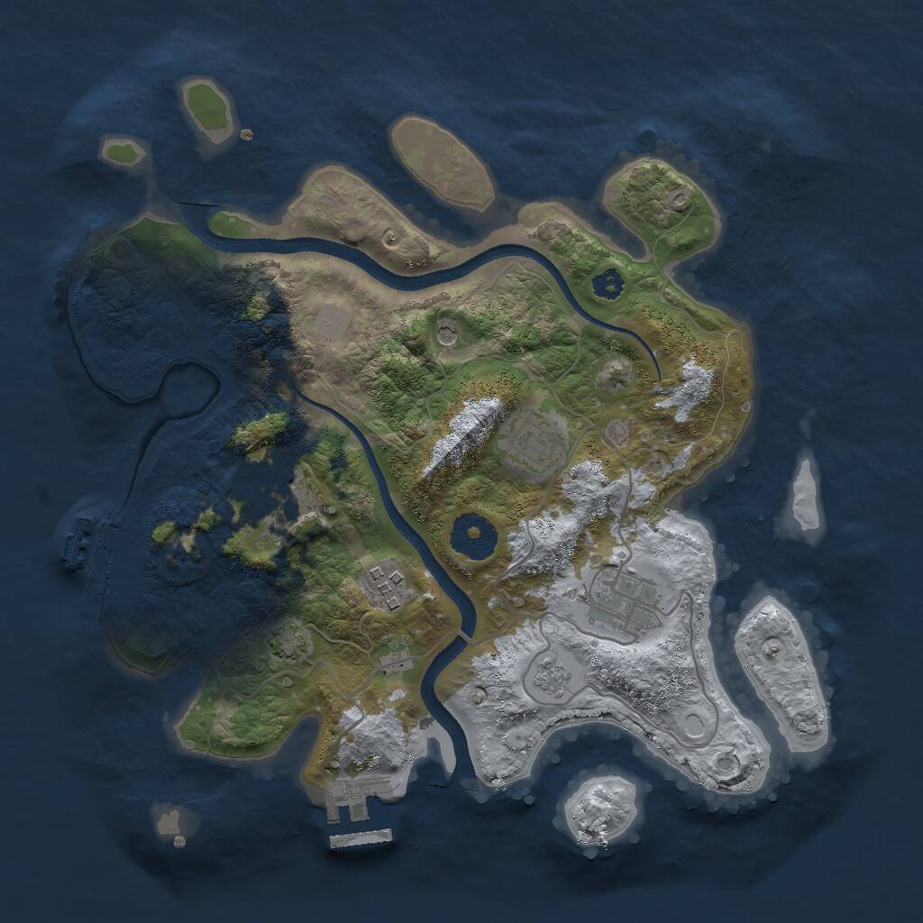 Rust Map: Procedural Map, Size: 3000, Seed: 19700513, 10 Monuments