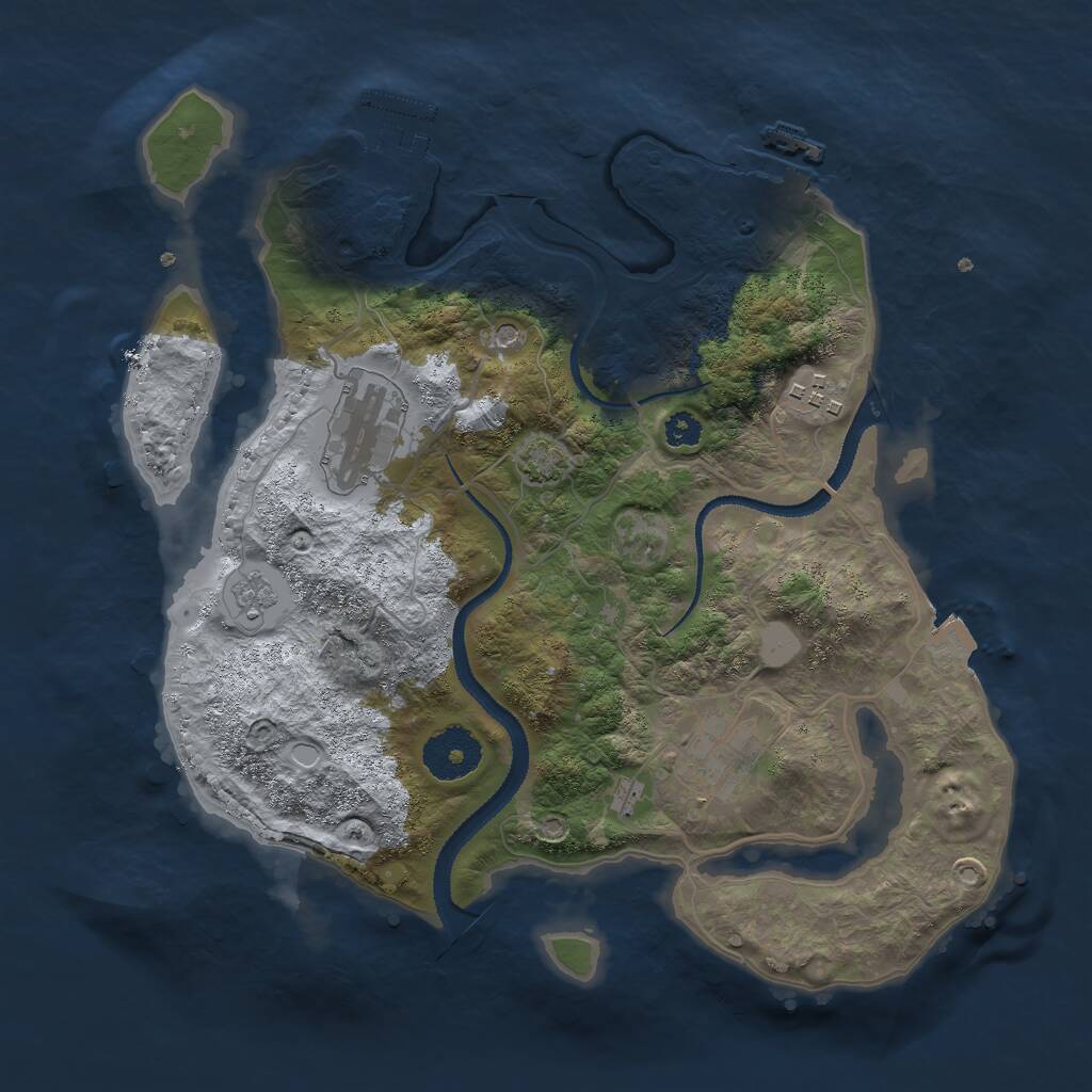 Rust Map: Procedural Map, Size: 3000, Seed: 65183, 9 Monuments