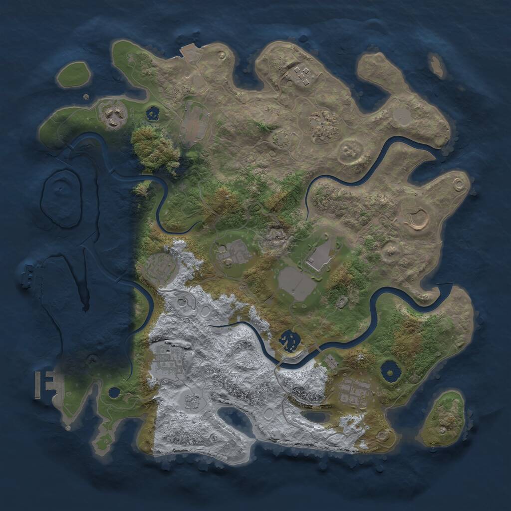 Rust Map: Procedural Map, Size: 3700, Seed: 1688316971, 17 Monuments