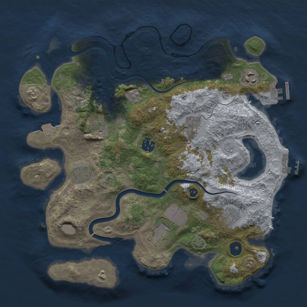 Rust Map: Procedural Map, Size: 3500, Seed: 610862521, 14 Monuments