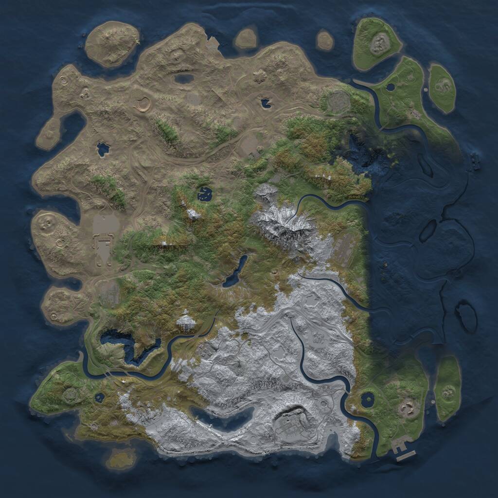 Rust Map: Procedural Map, Size: 5000, Seed: 82604500, 17 Monuments