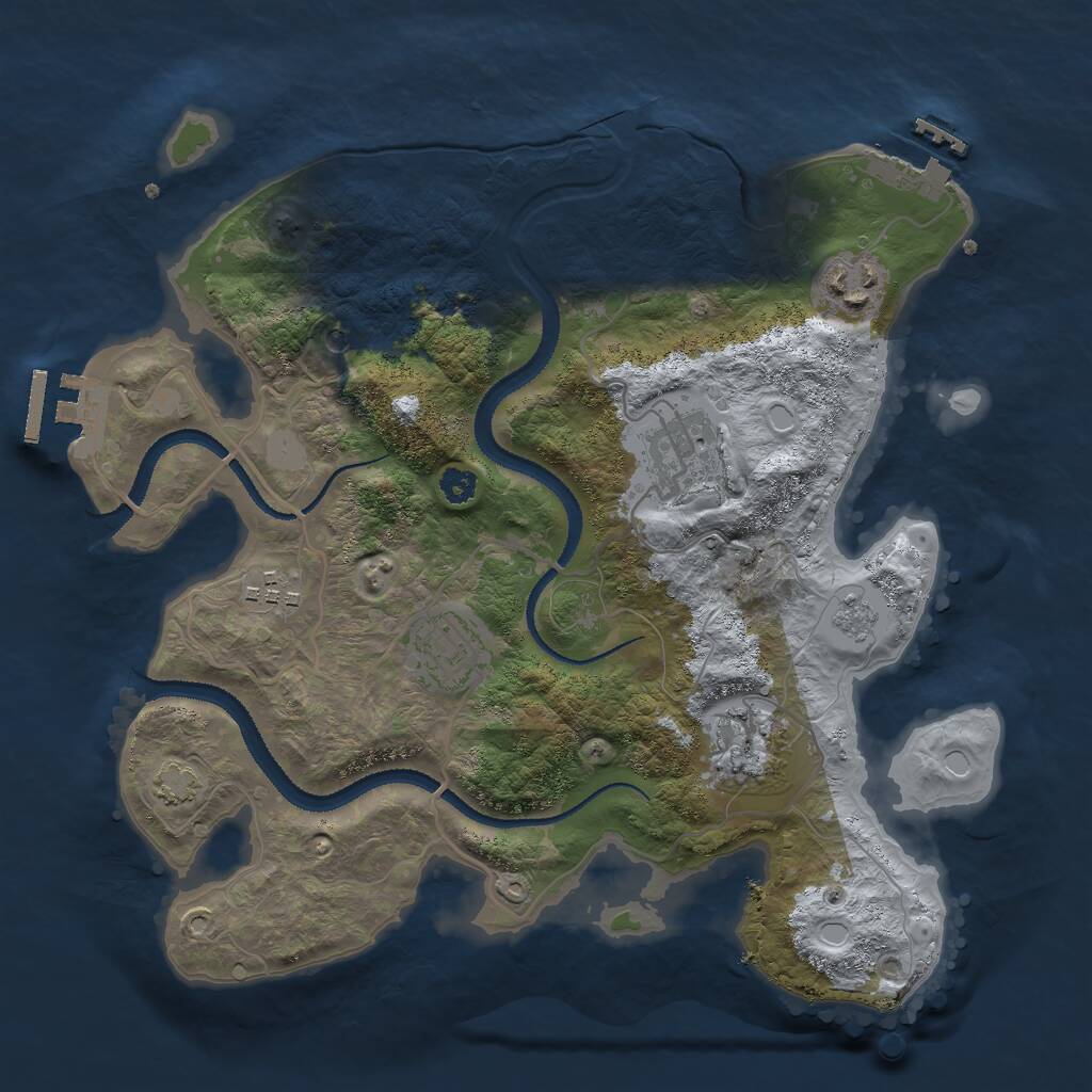 Rust Map: Procedural Map, Size: 3000, Seed: 1870775374, 11 Monuments