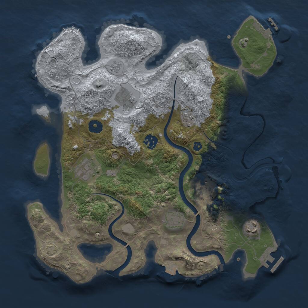 Rust Map: Procedural Map, Size: 3330, Seed: 827856, 13 Monuments