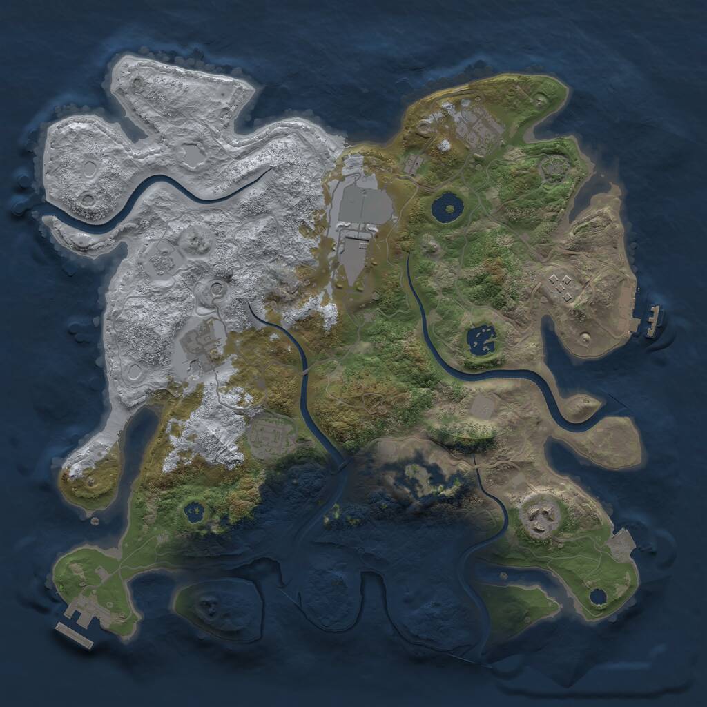 Rust Map: Procedural Map, Size: 3500, Seed: 1570254532, 14 Monuments