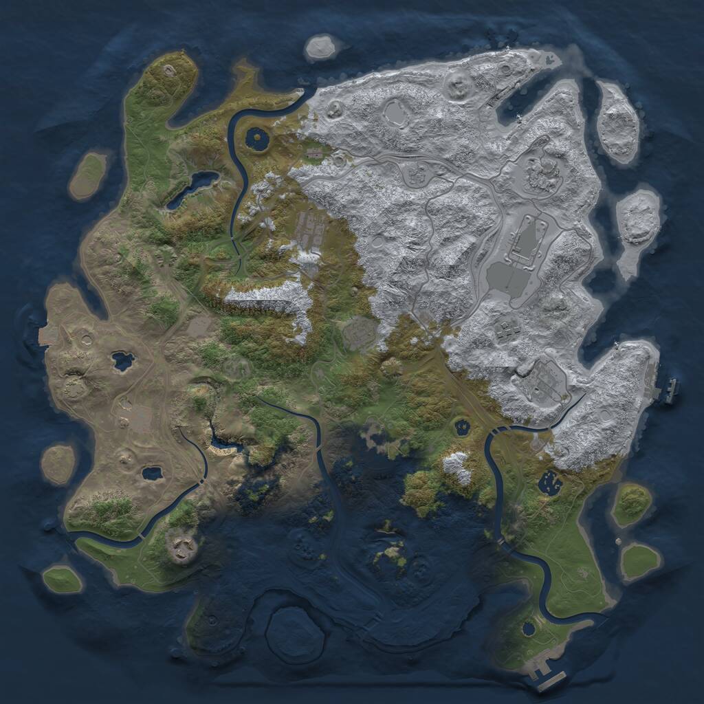 Rust Map: Procedural Map, Size: 4500, Seed: 1352276967, 16 Monuments