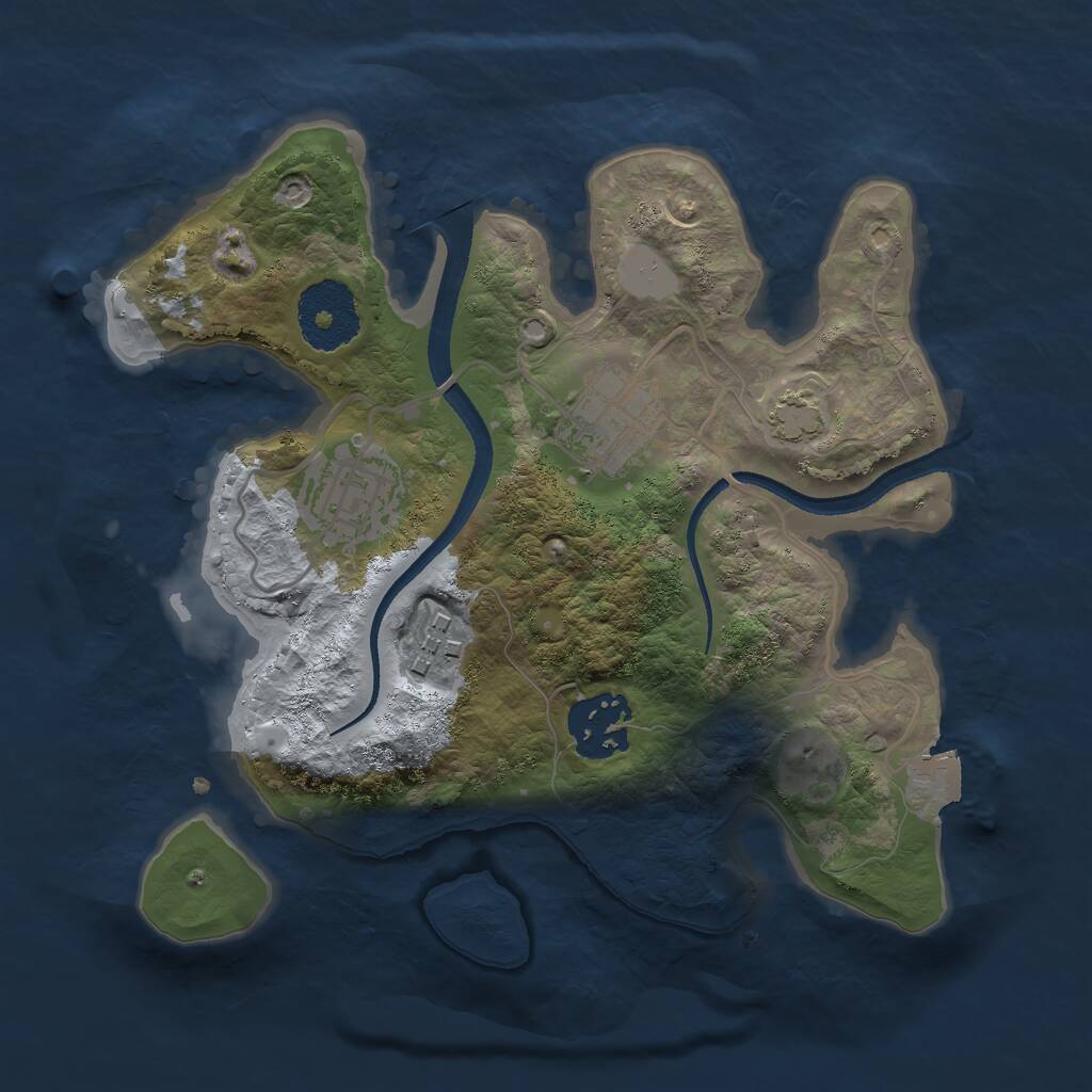 Rust Map: Procedural Map, Size: 2500, Seed: 1089313397, 6 Monuments