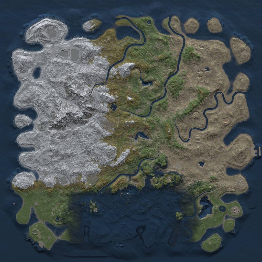 Rust Map: Procedural Map, Size: 6000, Seed: 345152205, 17 Monuments