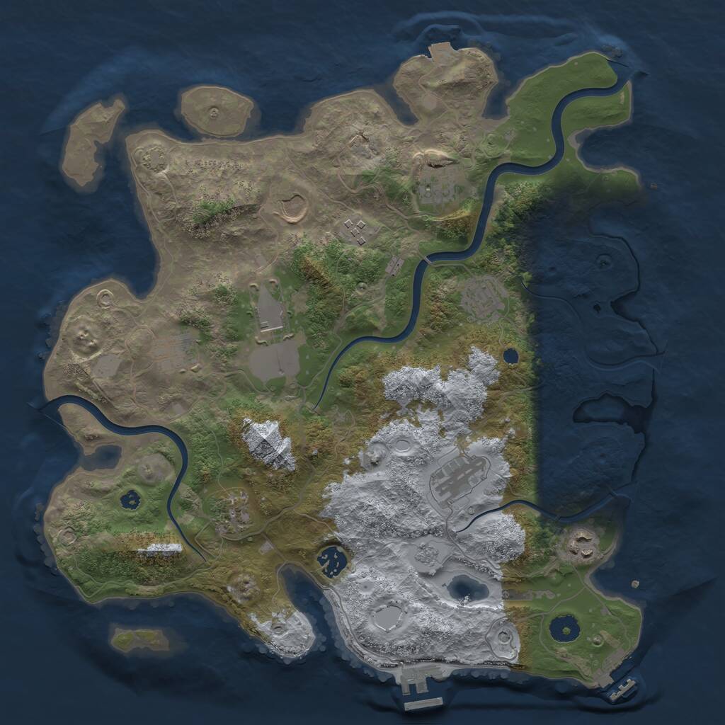 Rust Map: Procedural Map, Size: 3800, Seed: 6652, 16 Monuments