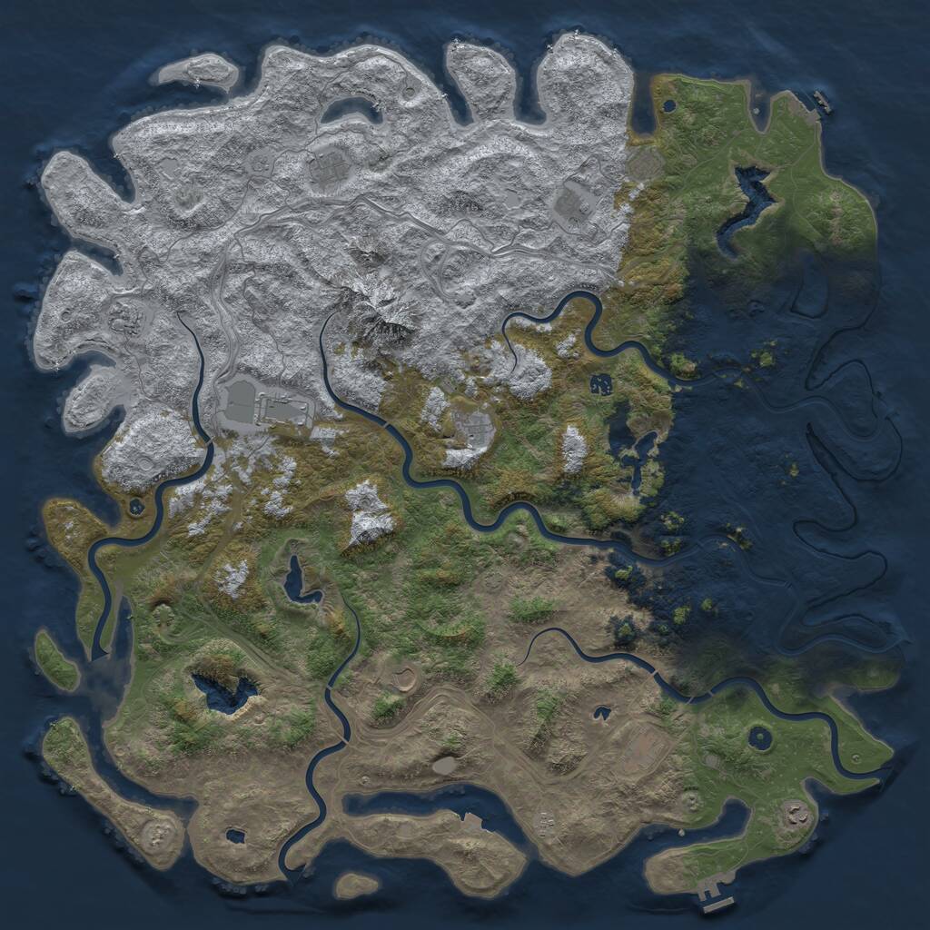 Rust Map: Procedural Map, Size: 6000, Seed: 1069438933, 17 Monuments