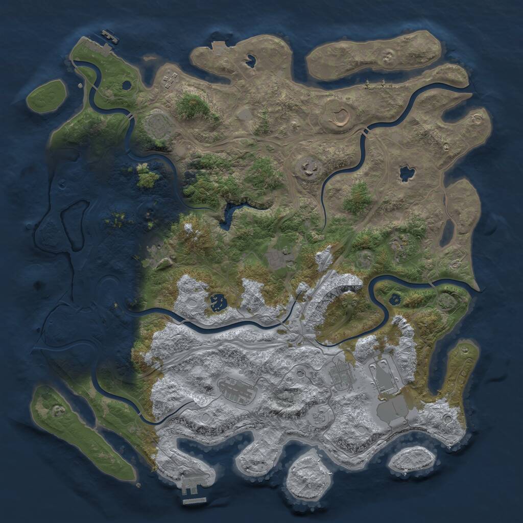 Rust Map: Procedural Map, Size: 4500, Seed: 886546, 17 Monuments