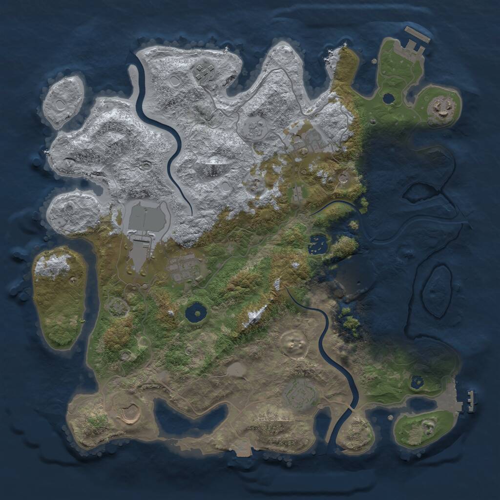 Rust Map: Procedural Map, Size: 3700, Seed: 690141292, 15 Monuments
