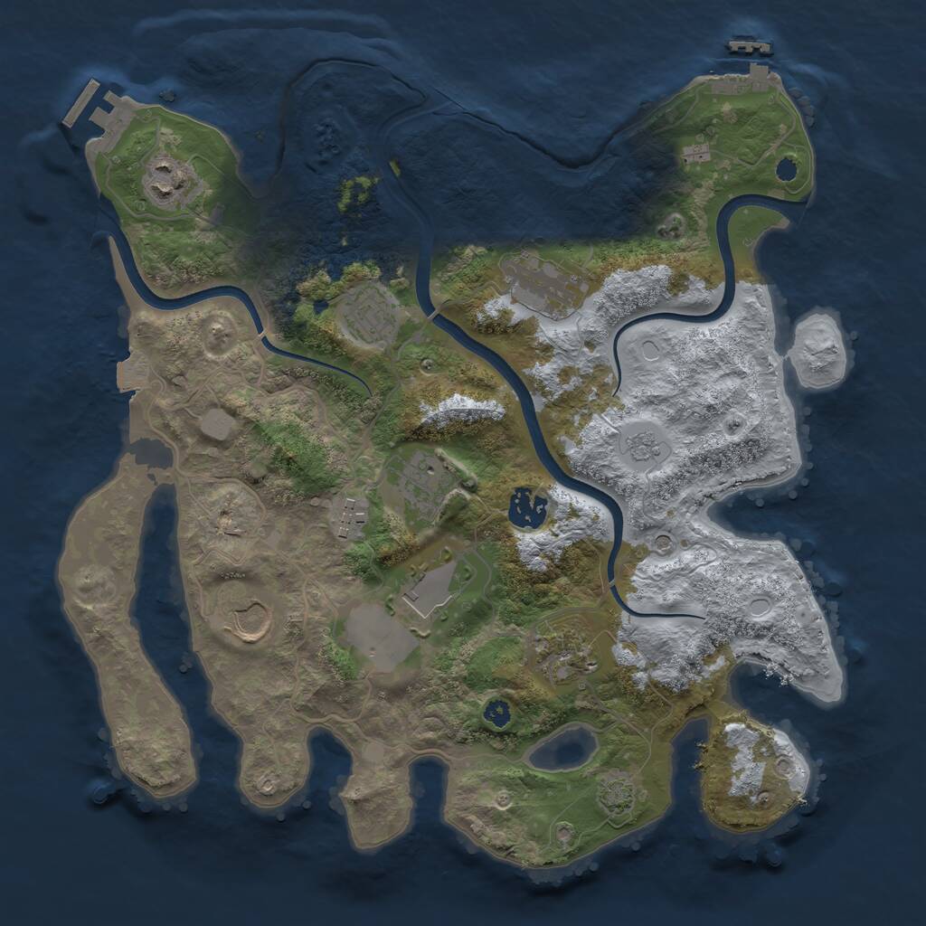 Rust Map: Procedural Map, Size: 3500, Seed: 1600199865, 15 Monuments