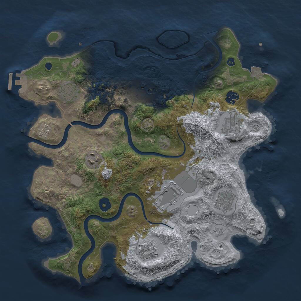 Rust Map: Procedural Map, Size: 3500, Seed: 686439826, 14 Monuments