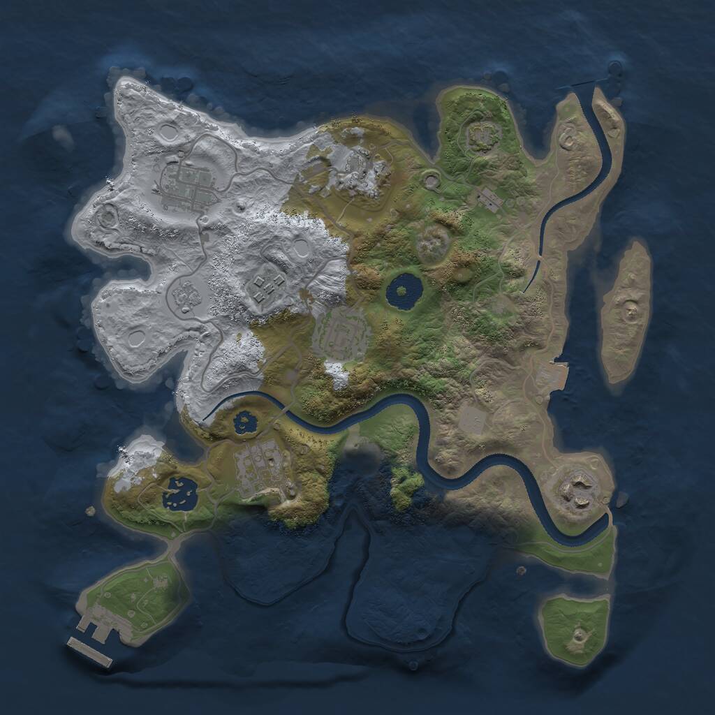 Rust Map: Procedural Map, Size: 3000, Seed: 32447, 11 Monuments