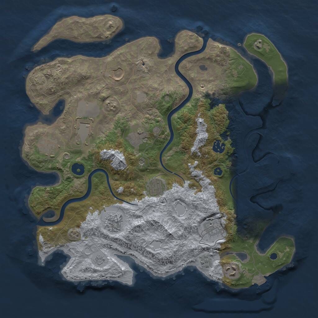 Rust Map: Procedural Map, Size: 3750, Seed: 605197710, 15 Monuments