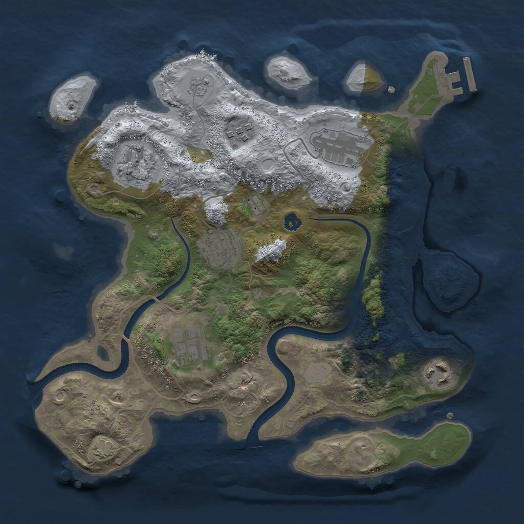 Rust Map: Procedural Map, Size: 3000, Seed: 48519, 10 Monuments