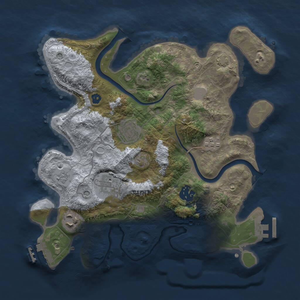Rust Map: Procedural Map, Size: 3000, Seed: 666508030, 11 Monuments