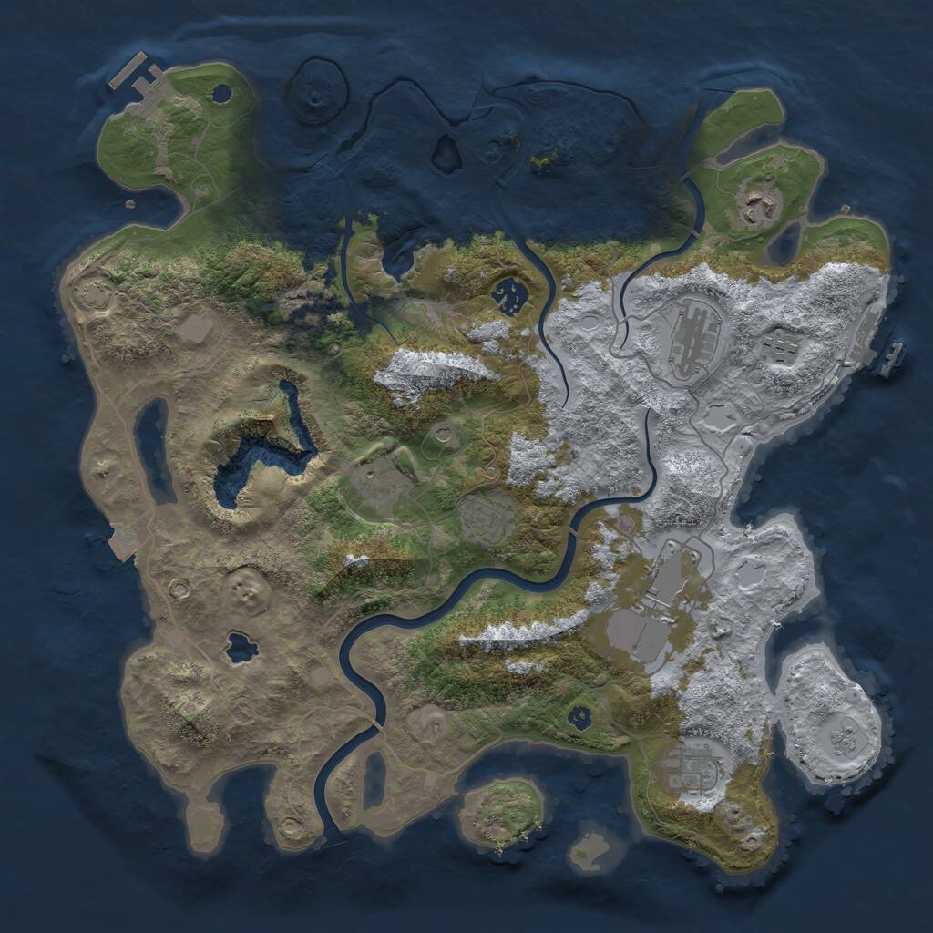 Rust Map: Procedural Map, Size: 4000, Seed: 443128010, 14 Monuments