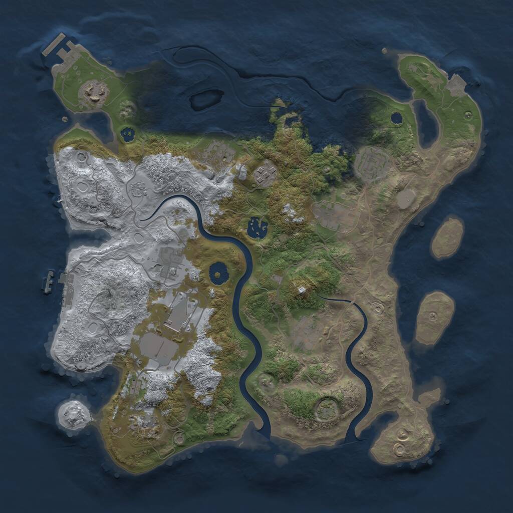 Rust Map: Procedural Map, Size: 3600, Seed: 352165132, 16 Monuments