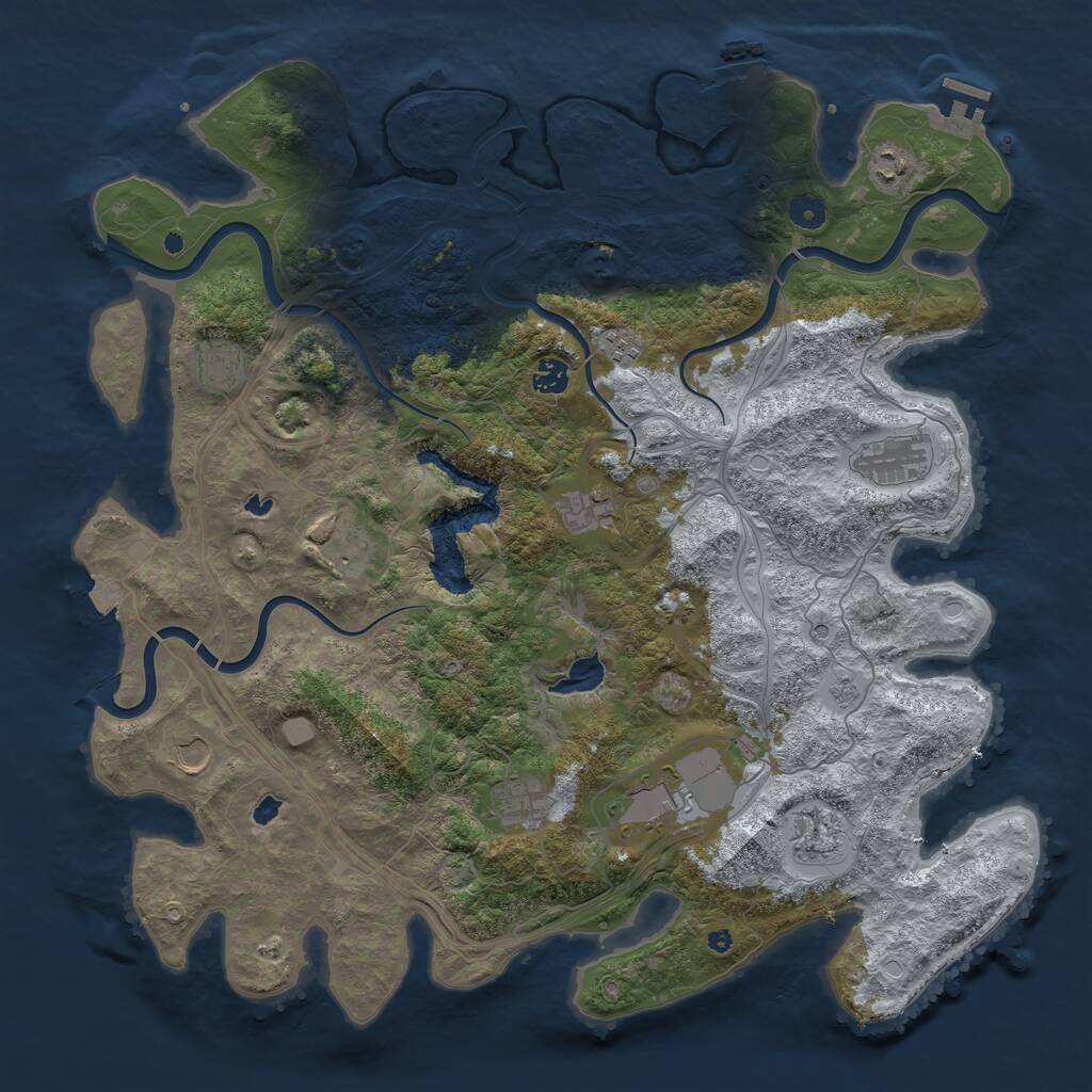Rust Map: Procedural Map, Size: 4500, Seed: 1543625, 17 Monuments