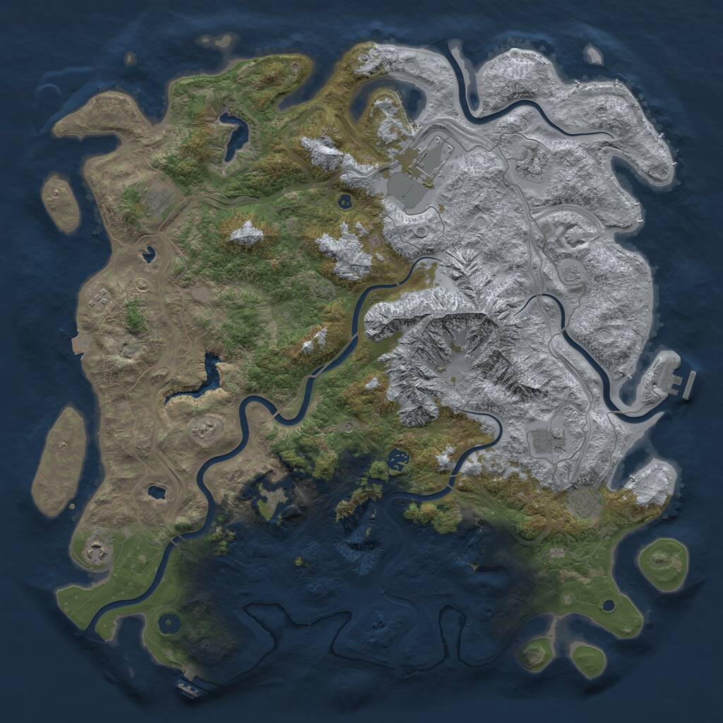 Rust Map: Procedural Map, Size: 5000, Seed: 1145471416, 15 Monuments