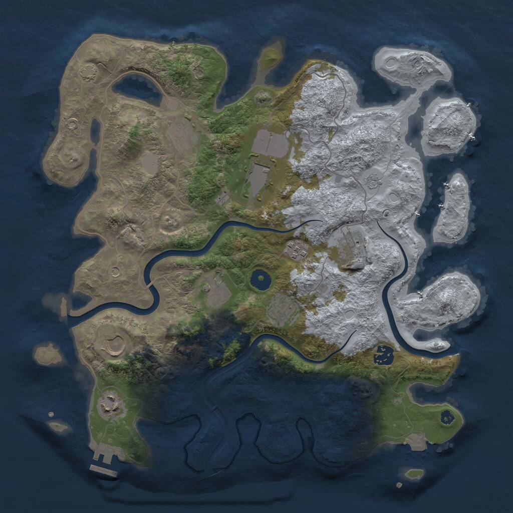 Rust Map: Procedural Map, Size: 3750, Seed: 1444981913, 14 Monuments