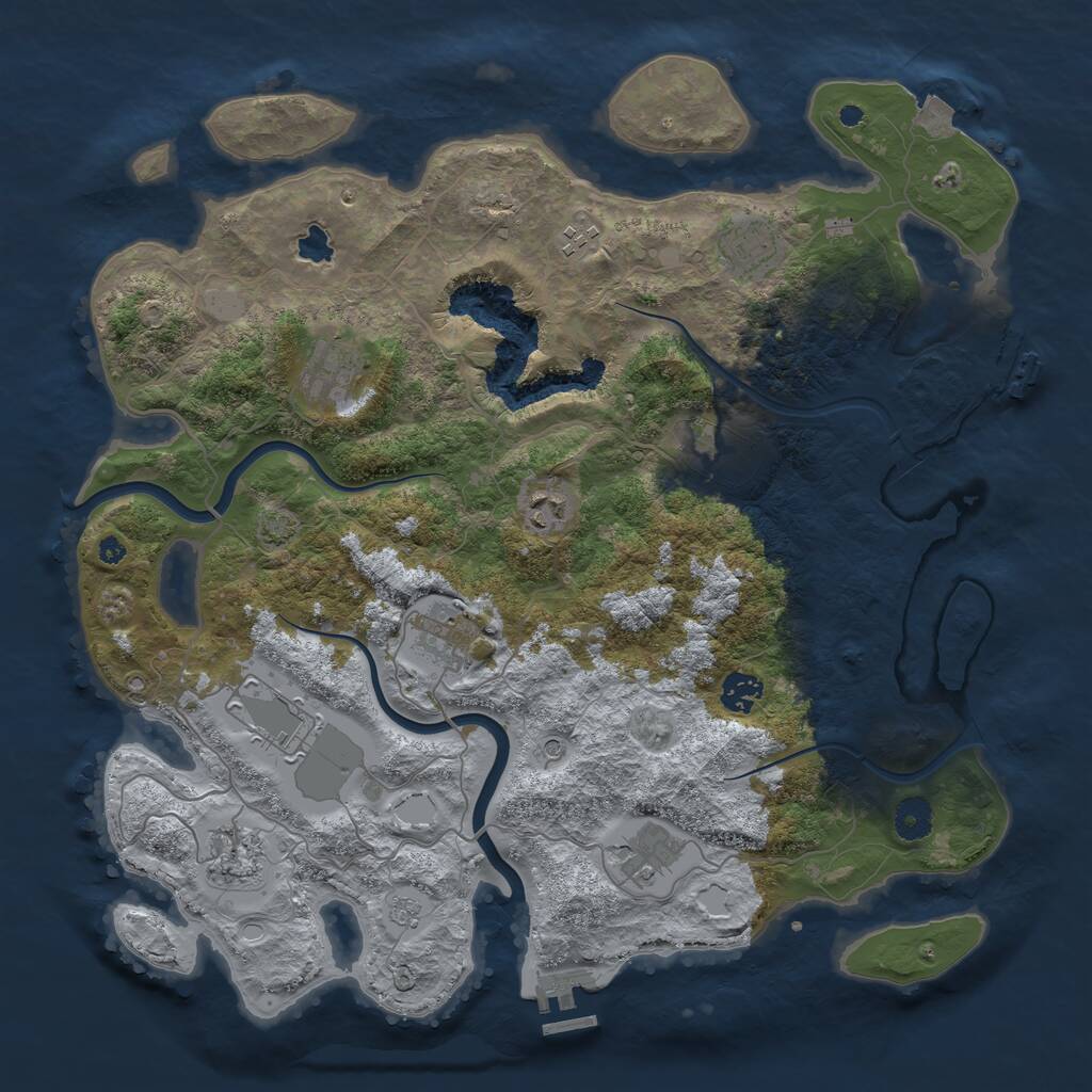 Rust Map: Procedural Map, Size: 4000, Seed: 25423, 16 Monuments