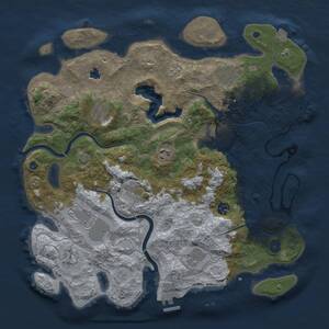 Thumbnail Rust Map: Procedural Map, Size: 4000, Seed: 25423, 16 Monuments