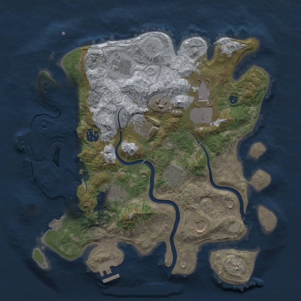 Rust Map: Procedural Map, Size: 3500, Seed: 394233768, 15 Monuments